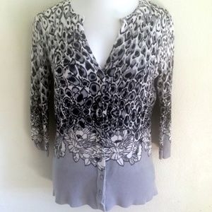Cyrus V-Neck Floral Pattern Print Cardigan Sweater